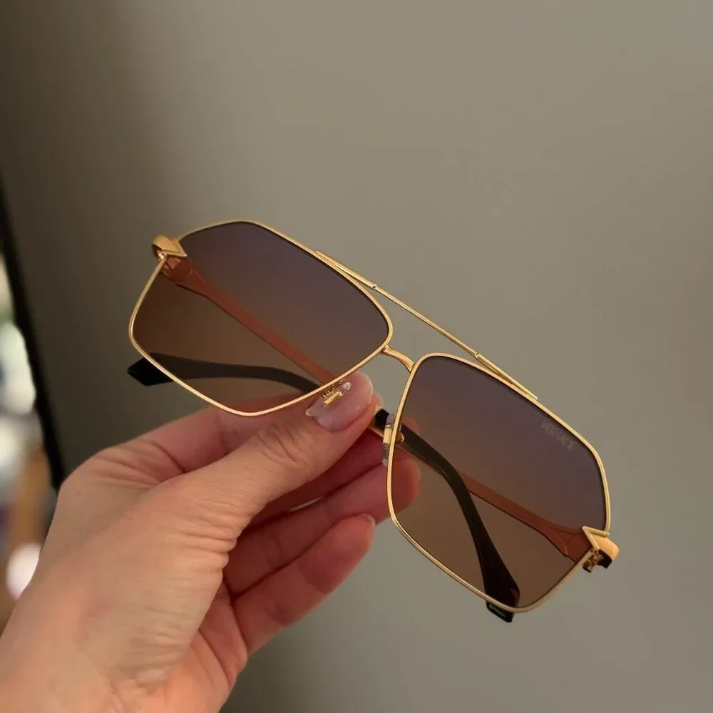 Versace Men Sunglasses Gold Gradient Violet Aviator VE2284 1002EL NEW AUTHENTIC